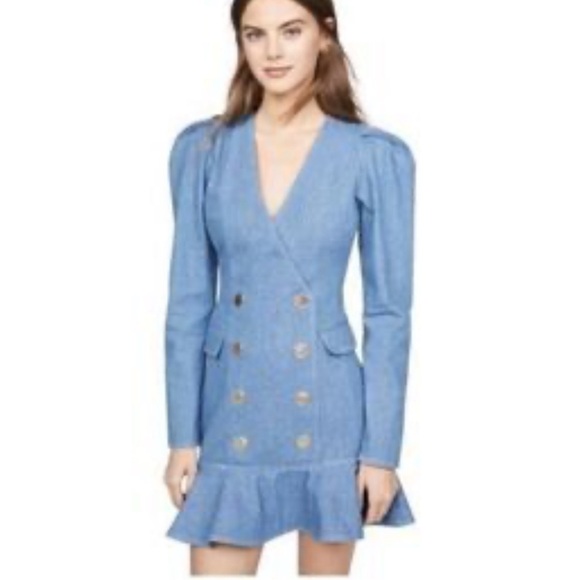 Ronny Kobo Denim Ruffle Dress Size M - Picture 12 of 13